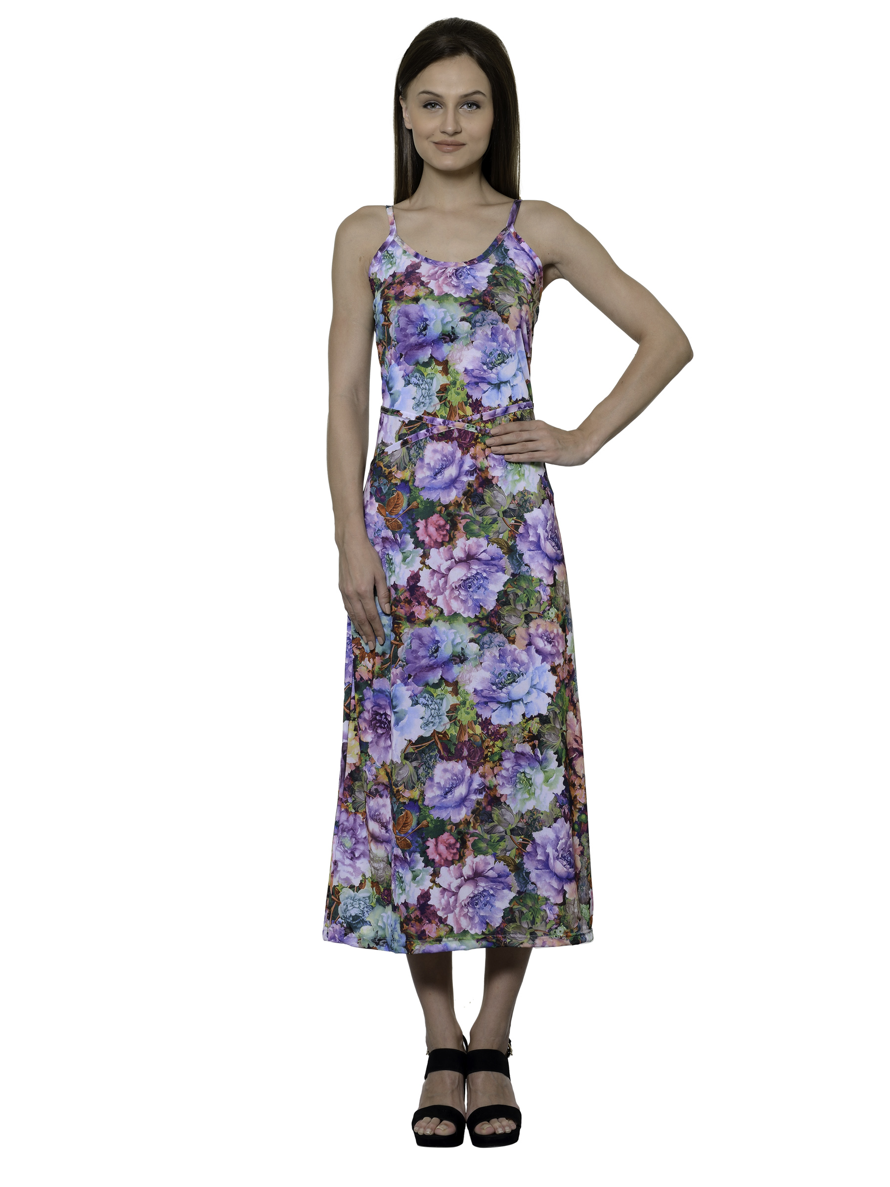 Spagetti style printed maxi dress
